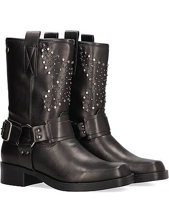 Bottines femme style motard à fermeture éclair