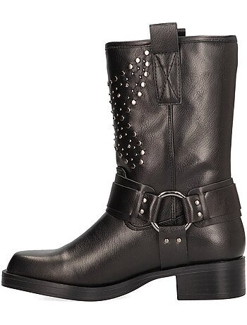 Bottines femme style motard à fermeture éclair