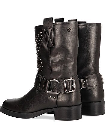 Bottines femme style motard à fermeture éclair