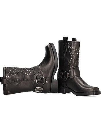Bottines femme style motard à fermeture éclair