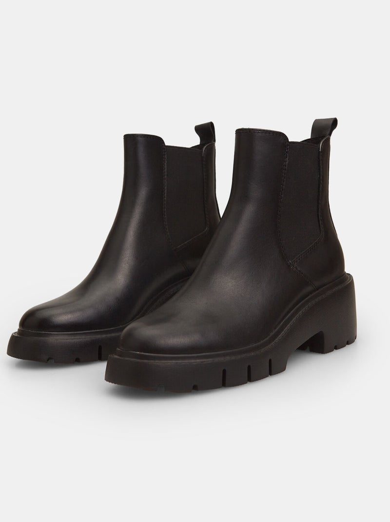 Bottines  Flexible en cuir BATA Noir - Kiabi