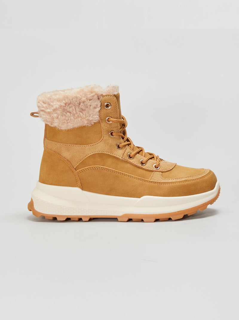 Bottines fourrées esprit trek Marron - Kiabi
