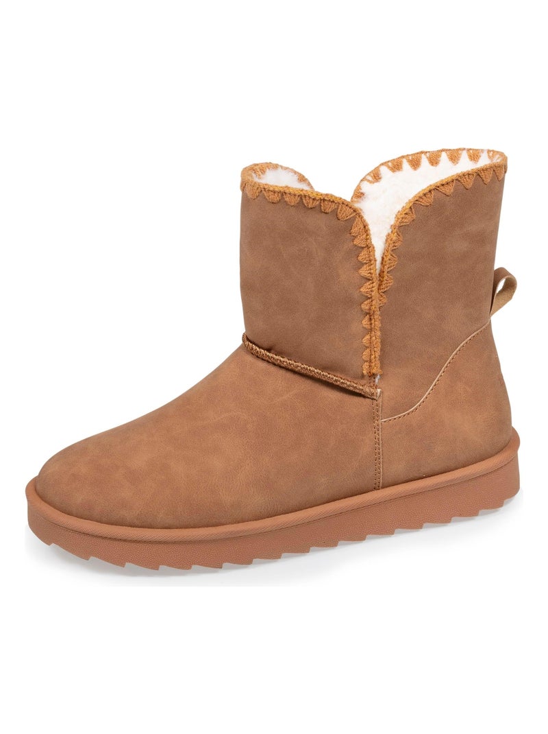 Bottines fourrées, légères, confortables , semelle mousse à mémoire de forme  Isotoner Camel - Kiabi
