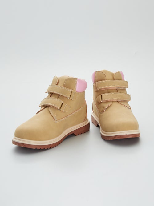 Bottines fourrées synthétiques à scratchs - Kiabi