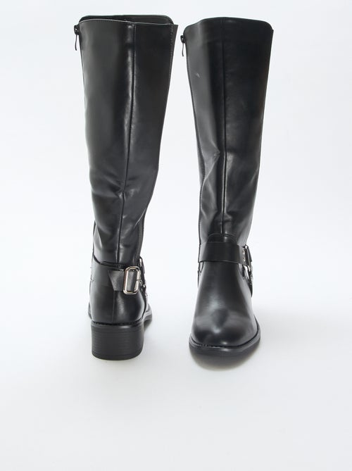 Bottines hautes style motard - Kiabi