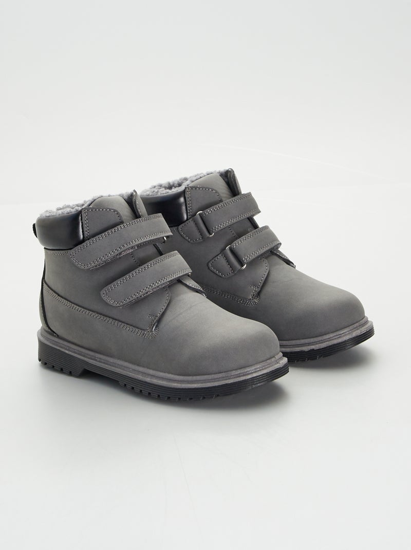 Bottines intérieure fourrée effet moutonné Gris - Kiabi