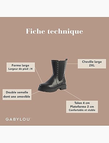 Bottines larges taille 2XL - Modèle Jade