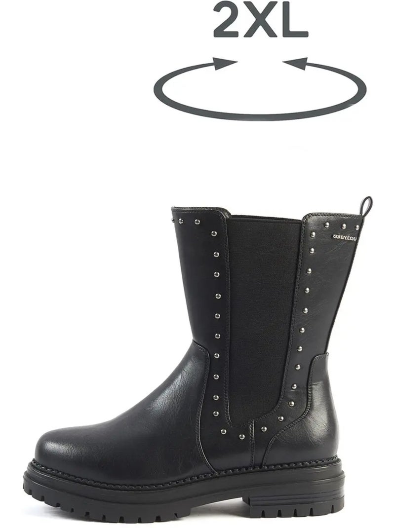 Bottines larges taille 2XL - Modèle Jade Noir Noir - Kiabi