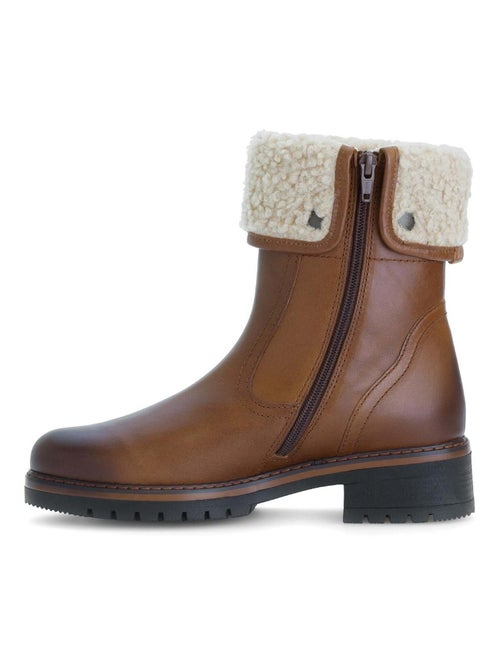 Bottines mid  en cuir lisse - Kiabi
