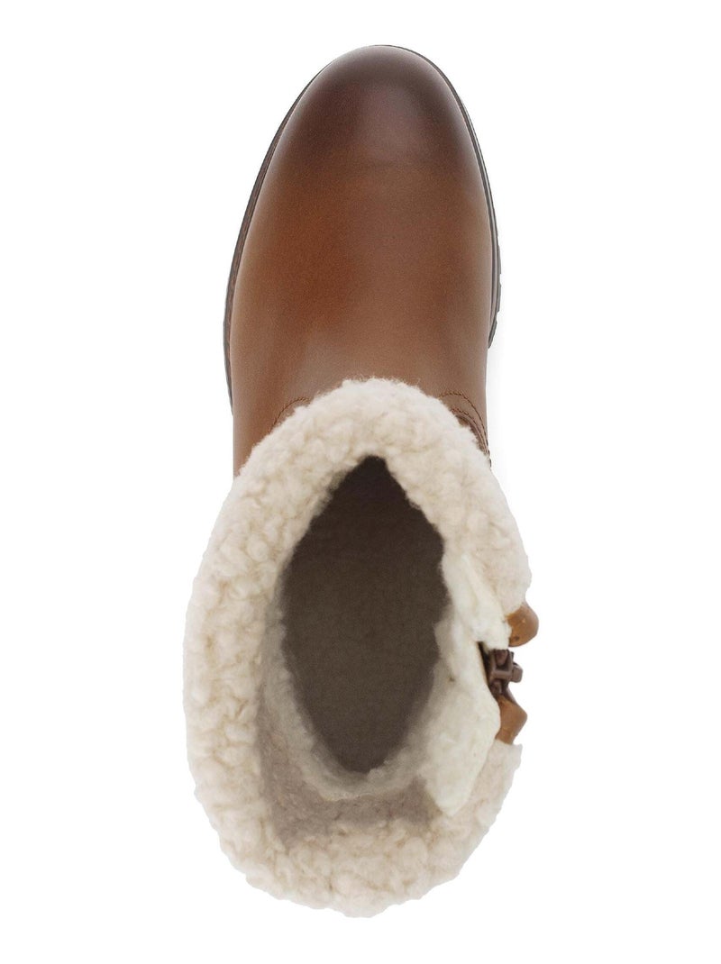 Bottines mid  en cuir lisse Marron clair - Kiabi