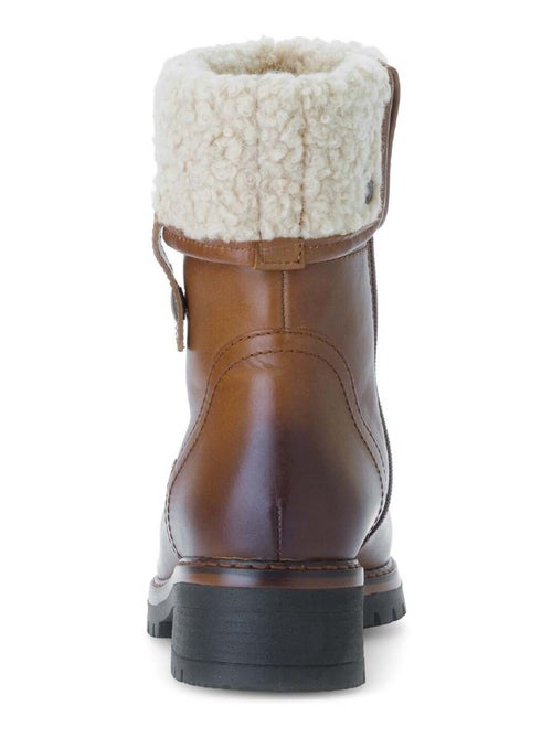 Bottines mid  en cuir lisse - Kiabi
