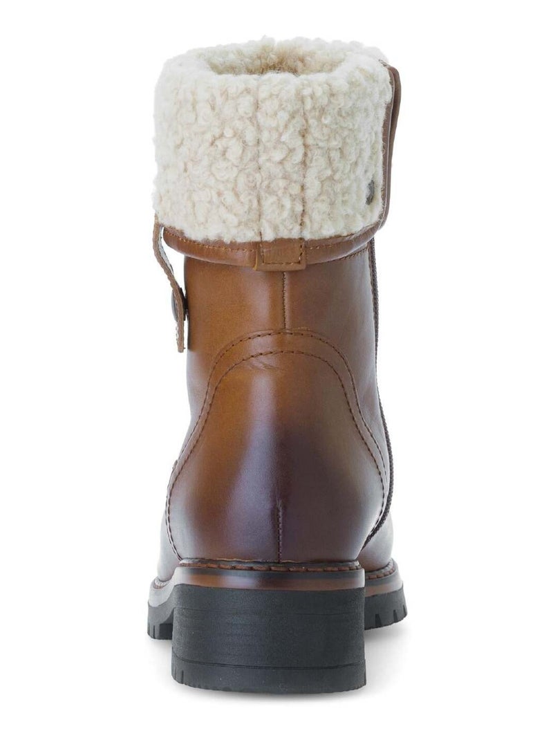 Bottines mid  en cuir lisse Marron clair - Kiabi