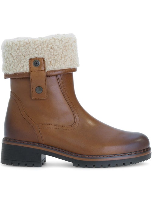 Bottines mid  en cuir lisse - Kiabi