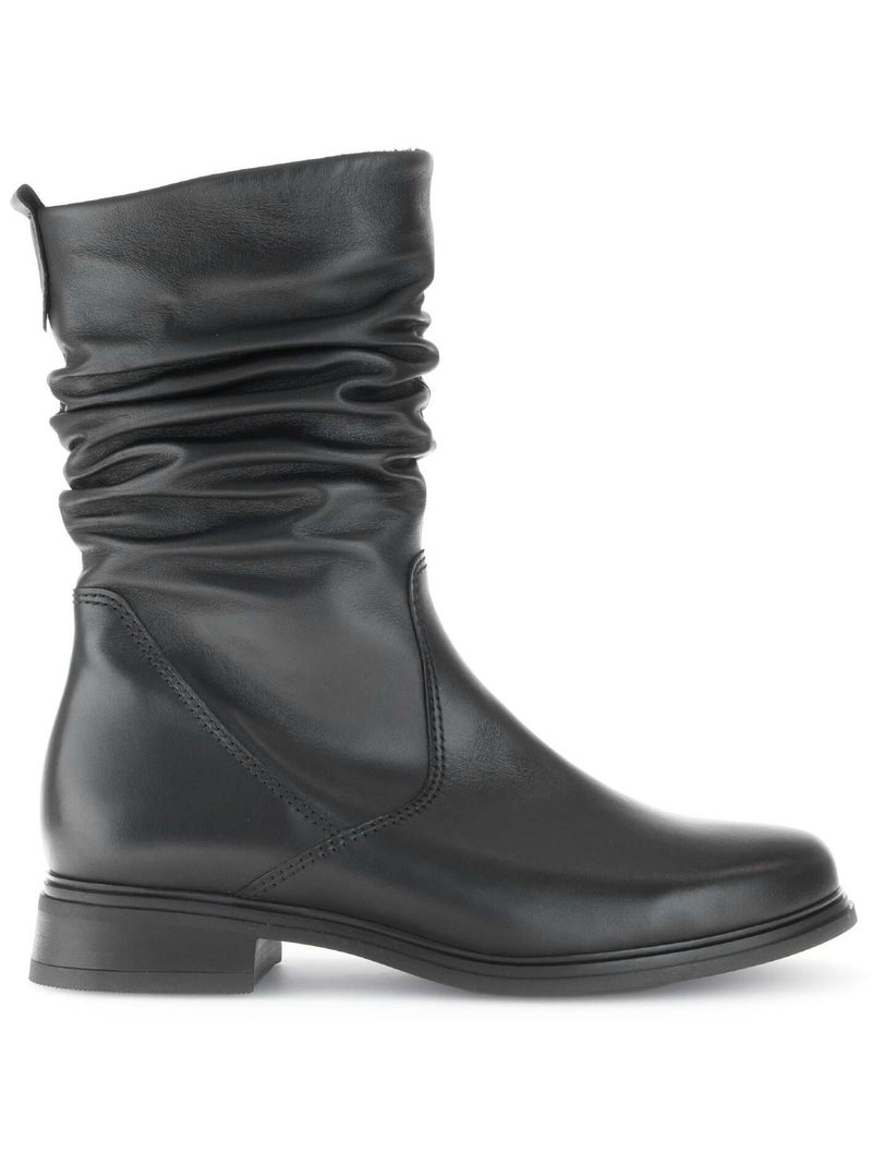 Bottines mid  en cuir lisse Noir - Kiabi