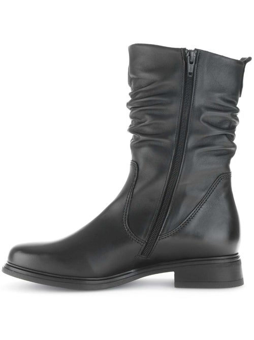 Bottines mid  en cuir lisse - Kiabi