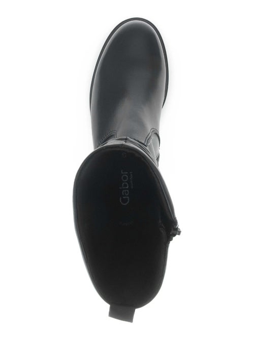 Bottines mid  en cuir lisse - Kiabi