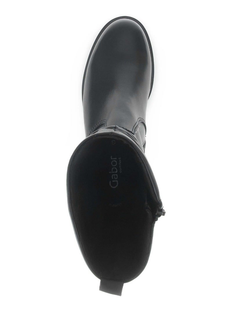 Bottines mid  en cuir lisse Noir - Kiabi