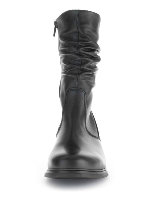 Bottines mid  en cuir lisse - Kiabi