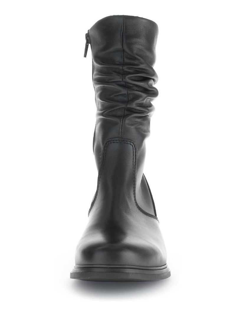 Bottines mid  en cuir lisse Noir - Kiabi