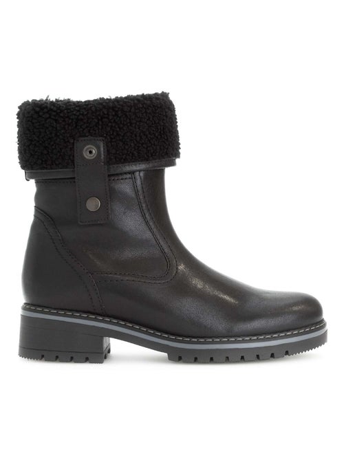 Bottines mid  en cuir lisse - Kiabi