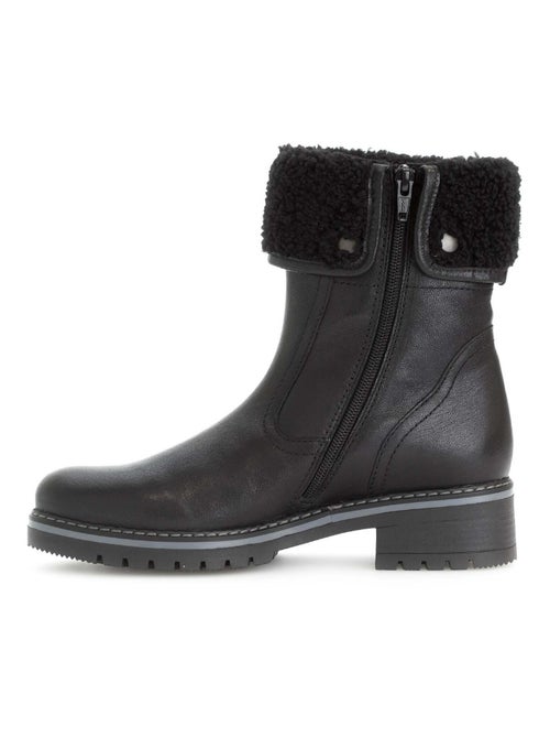Bottines mid  en cuir lisse - Kiabi