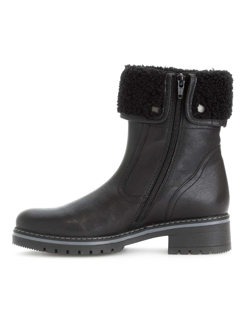 Bottines mid  en cuir lisse Noir - Kiabi