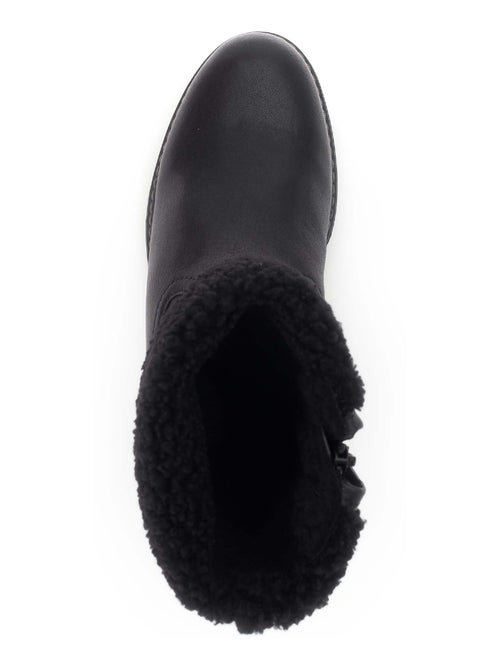 Bottines mid  en cuir lisse - Kiabi