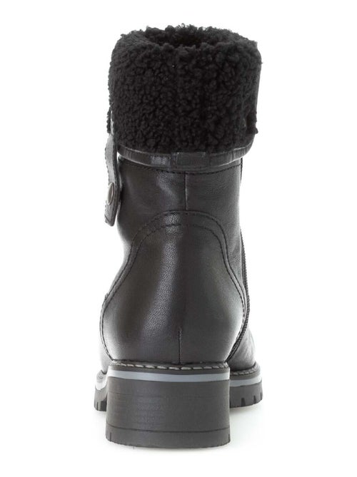 Bottines mid  en cuir lisse - Kiabi