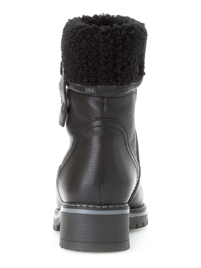Bottines mid  en cuir lisse Noir - Kiabi