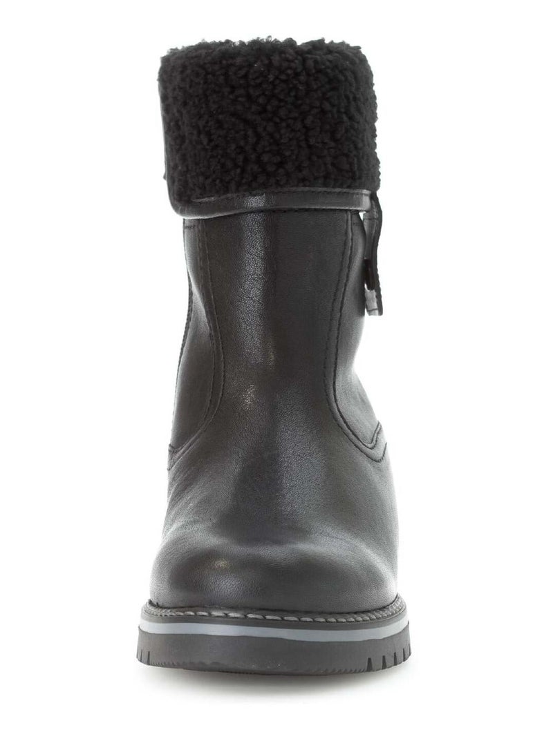 Bottines mid  en cuir lisse Noir - Kiabi