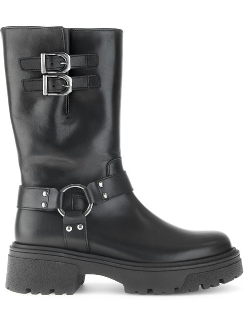 Bottines mid  en cuir lisse - Kiabi