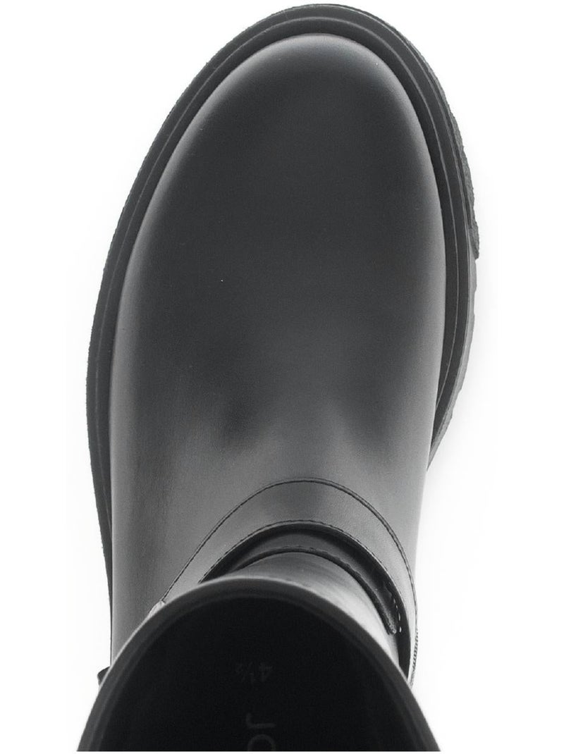 Bottines mid  en cuir lisse Noir - Kiabi