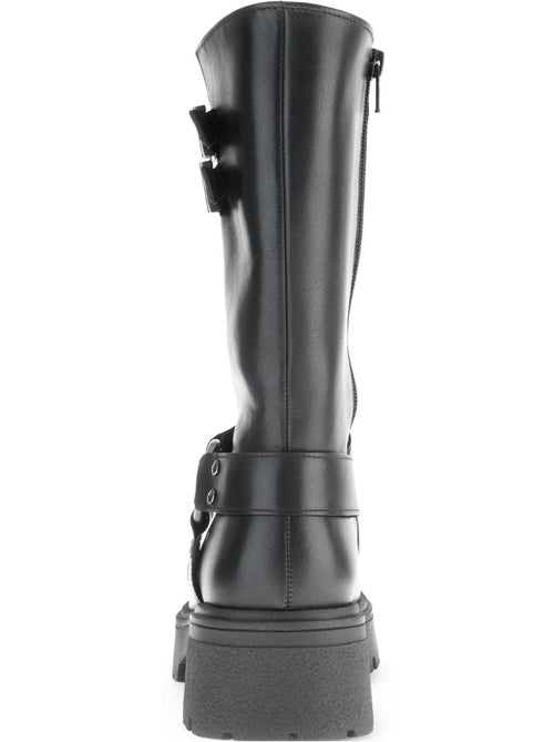 Bottines mid  en cuir lisse - Kiabi
