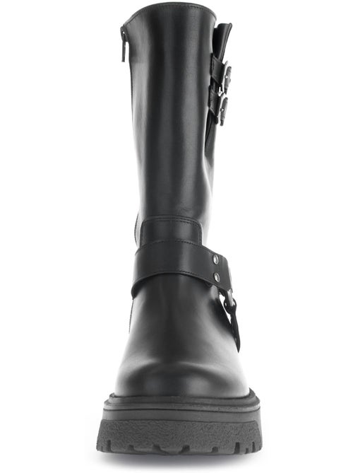 Bottines mid  en cuir lisse - Kiabi