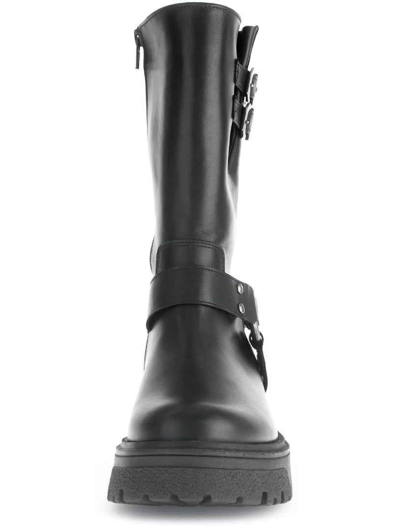 Bottines mid  en cuir lisse Noir - Kiabi