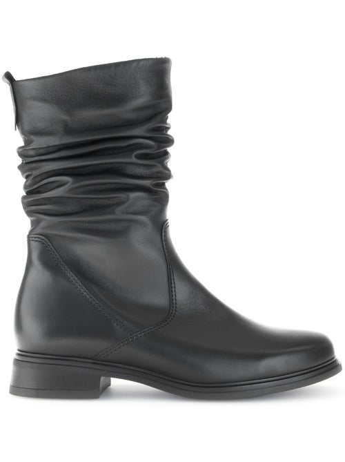 Bottines mid  en cuir lisse - Kiabi