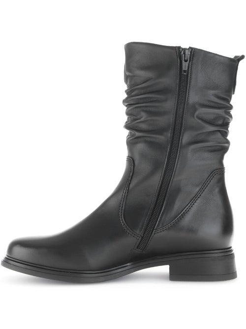 Bottines mid  en cuir lisse - Kiabi
