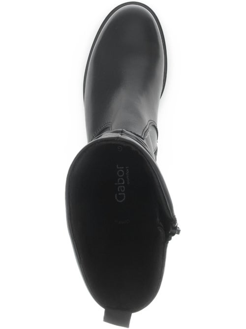 Bottines mid  en cuir lisse - Kiabi