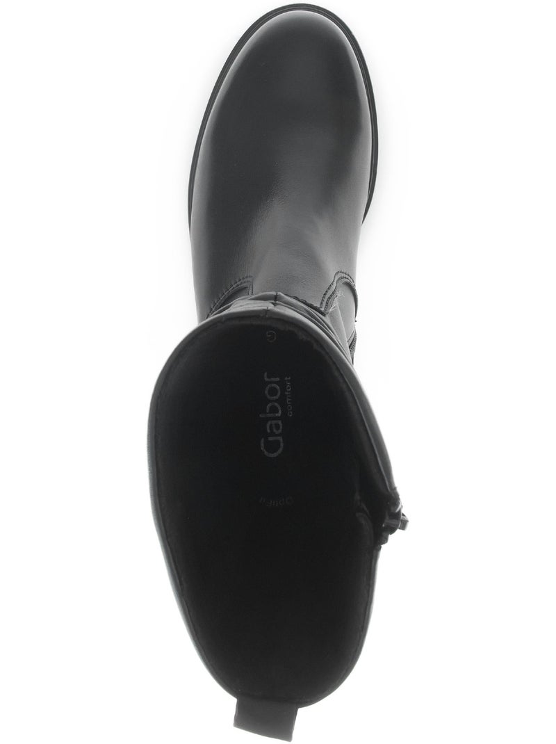 Bottines mid  en cuir lisse Noir Noir - Kiabi
