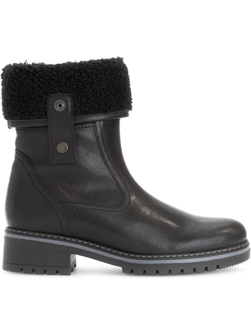 Bottines mid  en cuir lisse - Kiabi