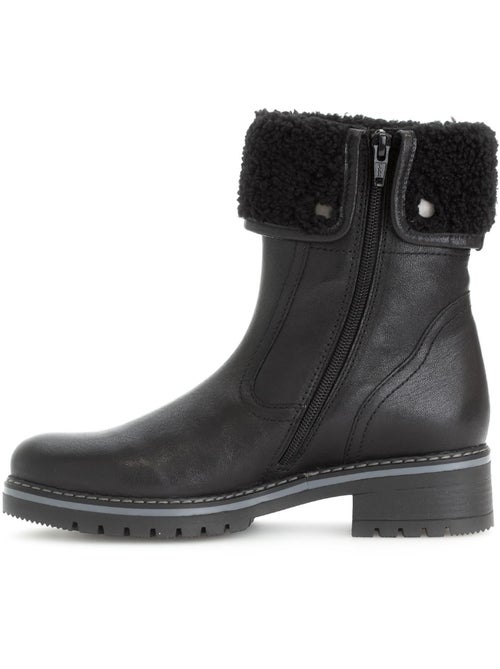 Bottines mid  en cuir lisse - Kiabi