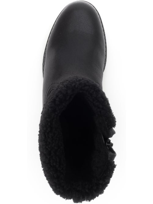 Bottines mid  en cuir lisse - Kiabi
