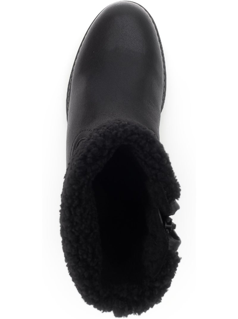 Bottines mid  en cuir lisse Noir Noir - Kiabi