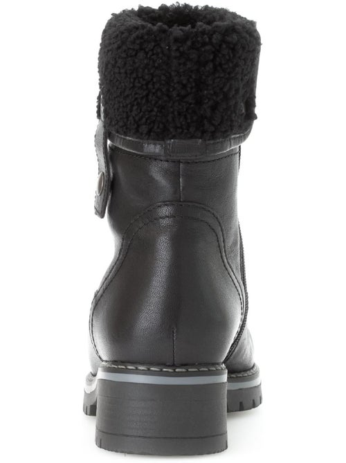 Bottines mid  en cuir lisse - Kiabi