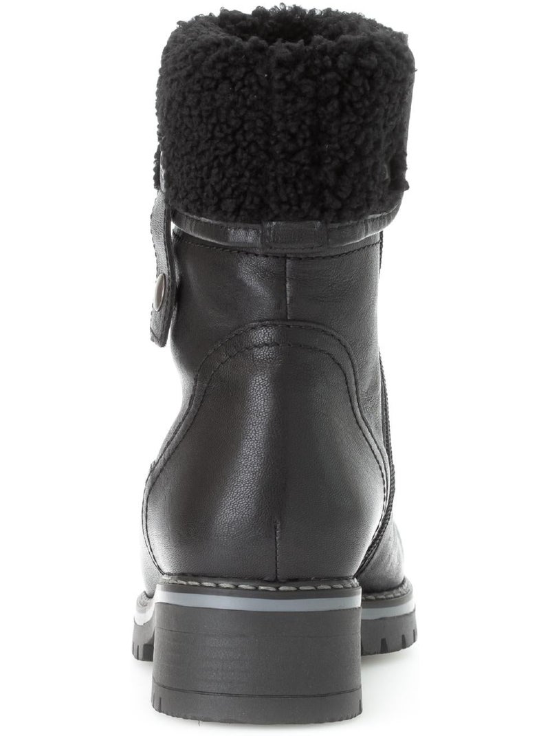 Bottines mid  en cuir lisse Noir Noir - Kiabi
