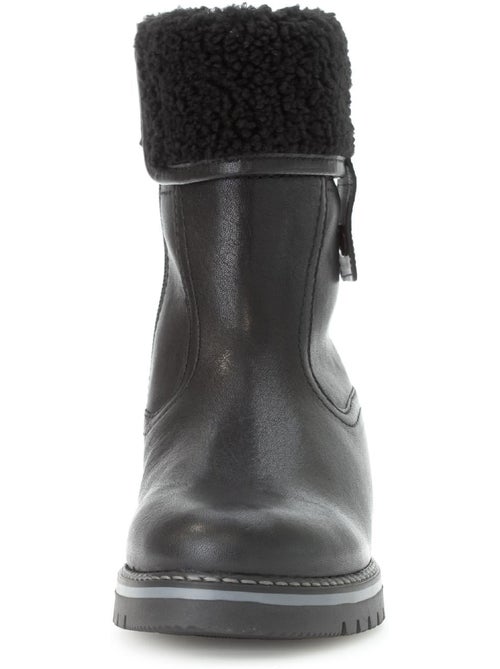 Bottines mid  en cuir lisse - Kiabi