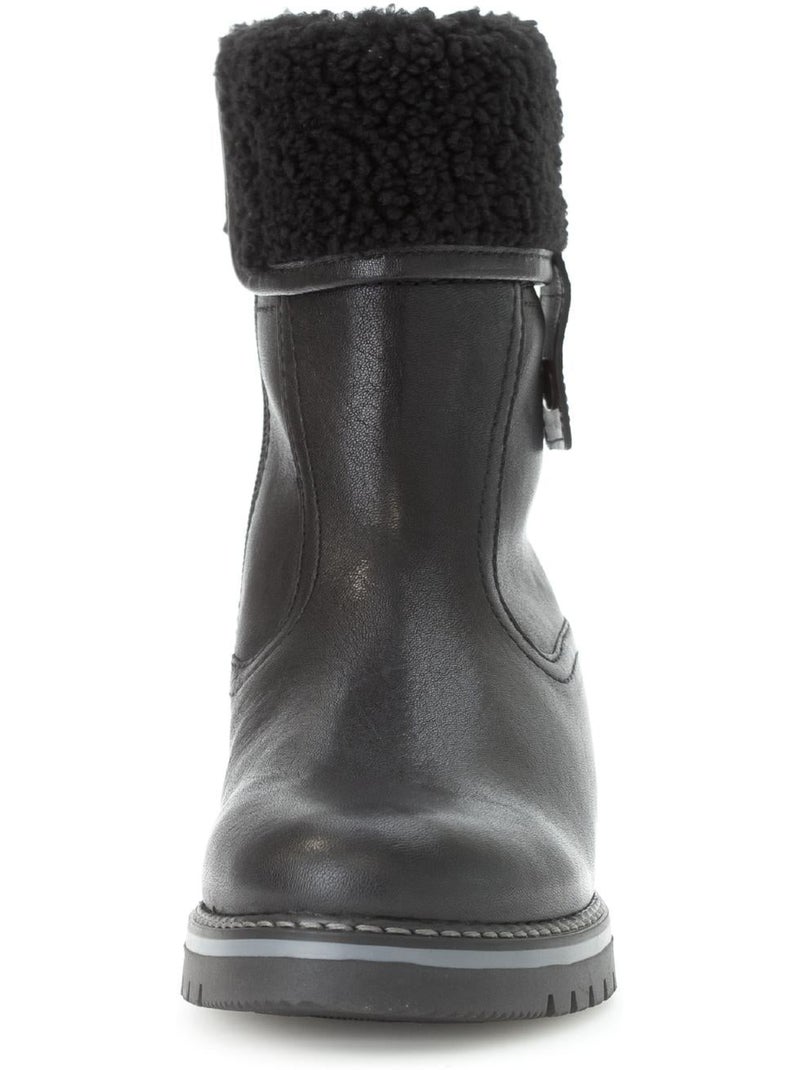 Bottines mid  en cuir lisse Noir Noir - Kiabi
