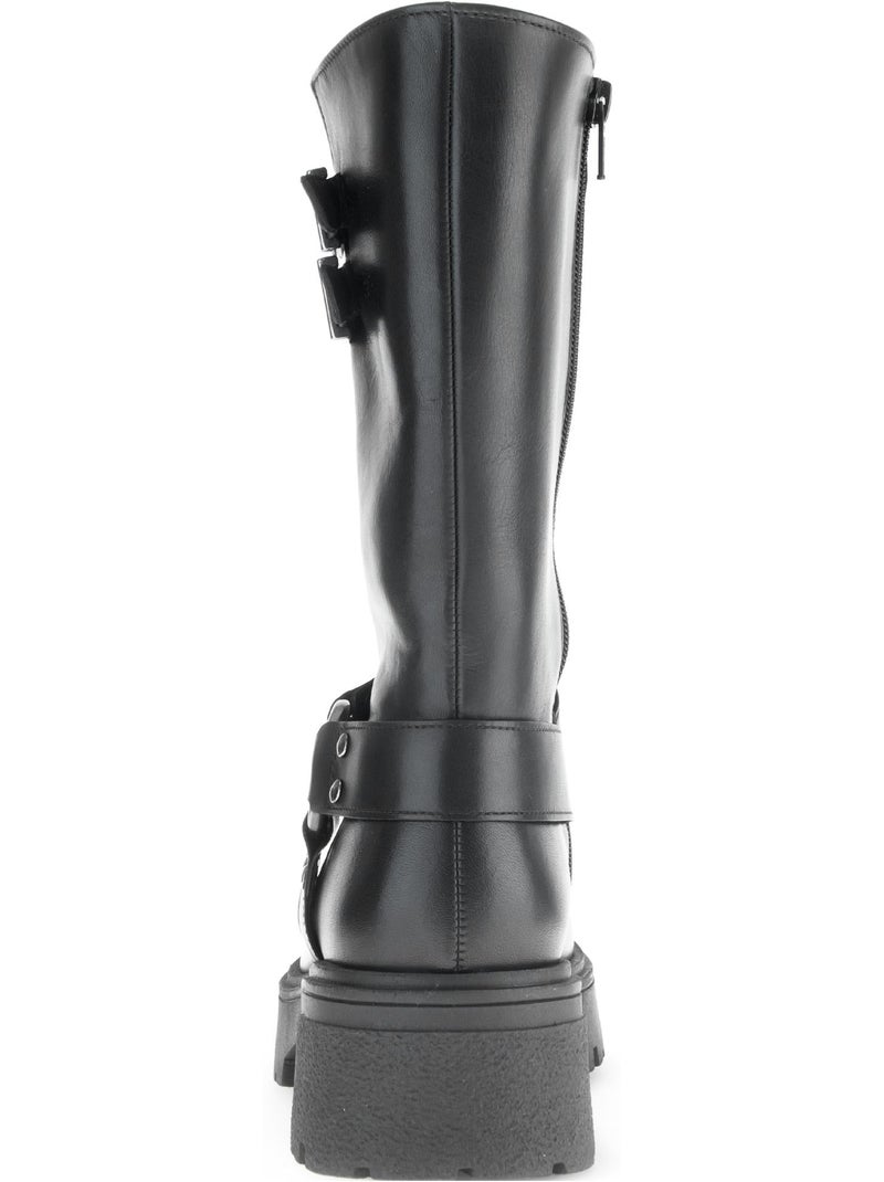 Bottines mid  en cuir lisse Noir Noir - Kiabi