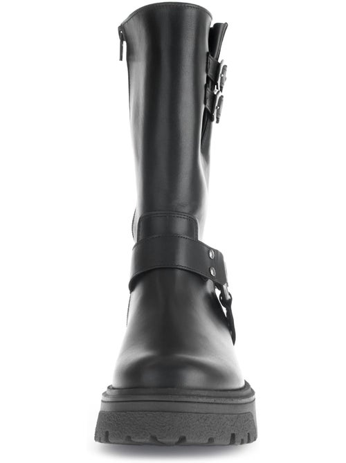 Bottines mid  en cuir lisse - Kiabi