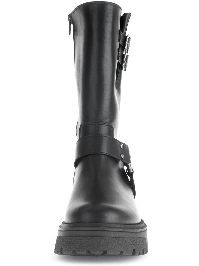 Bottines mid  en cuir lisse Noir Noir - Kiabi